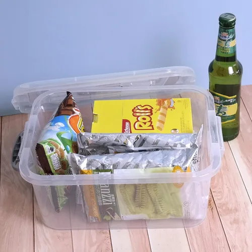 Miniatura 5 de Caja de cierre de almacenamiento transparente de 8 L, paquete de 2 contenedores de almacenamiento con tapa de plástico
