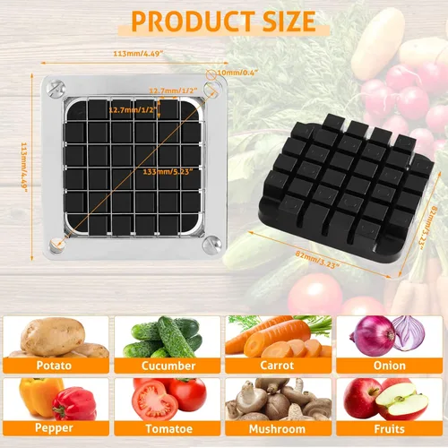 Miniatura 4 de WICHEMI Cuchilla de repuesto para picadora de verduras comercial de 1/2 pulgadas, cortador de cebolla de acero inoxidable, cuchillas y bloque