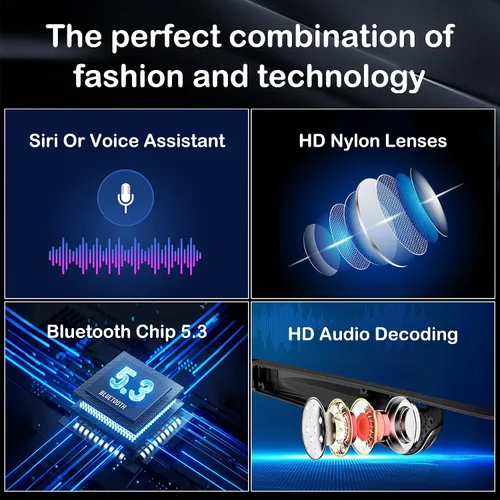 Miniatura 4 de Lentes inteligentes para hombres y mujeres, con Bluetooth 5.3, polarizados, abiertos, música, sin marco, lentes degradados