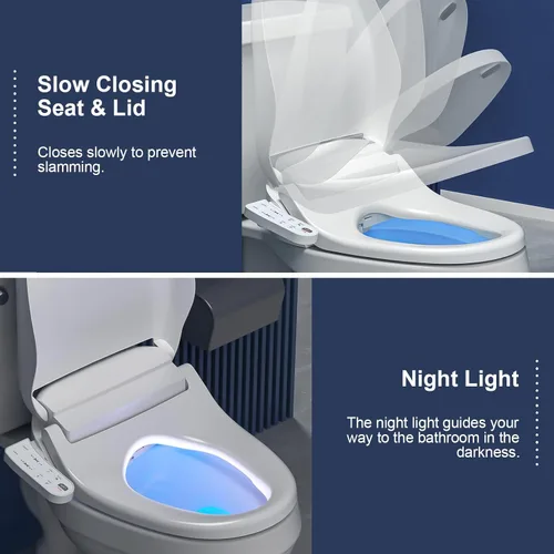 Miniatura 6 de ZMJH 236D - Asiento de inodoro con bidé alargado - Agua caliente sin fin, asiento calefactado y lavado por vórtice, limpieza doble