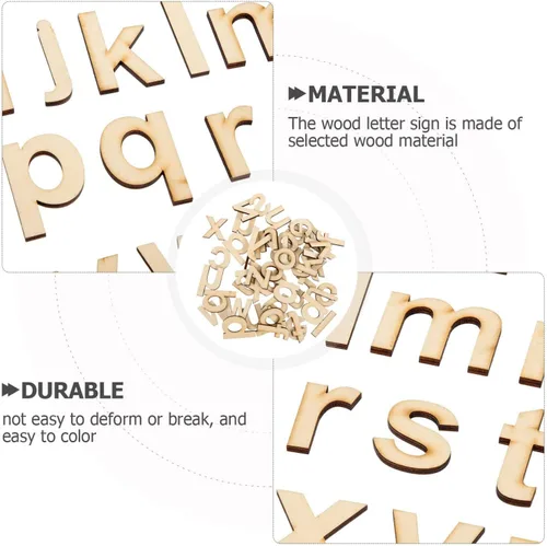 Miniatura 4 de HOMSFOU Letras de madera del alfabeto en minúsculas sin terminar letras artesanales de madera de 1.96 x 1.18 pulgadas, decoración de letras