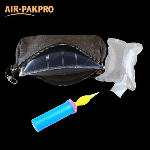 Miniatura 6 de Paquete de 100 unidades con bomba de mano AIR PAKPRO de 13.8 x 13.8 pulgadas, bolsas inflables de plástico transparente para embalaje de aire