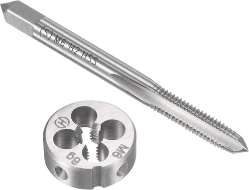 uxcell M6 x 0.039 in Juego de llaves métricas y troqueles, rosca de máquina con troquel de roscado redondo, kit de grifo y troquelado para