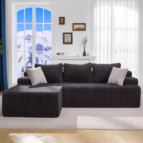 Miniatura 24 de Hobestluk Sofá modular modular sin hueso, sofá en forma de L, sofá modular de 3 asientos, sofá modular de espuma viscoelástica para muebles de sala