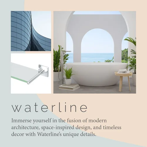 Miniatura 5 de Gatco 5586 Waterline - Estante de cristal, cromado