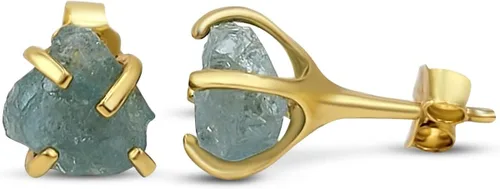 Miniatura 101 de Aretes de piedra preciosa natural en bruto con oro amarillo sobre plata de ley 925, 6 a 0.276 in, regalo de piedra de nacimiento de calidad genuina
