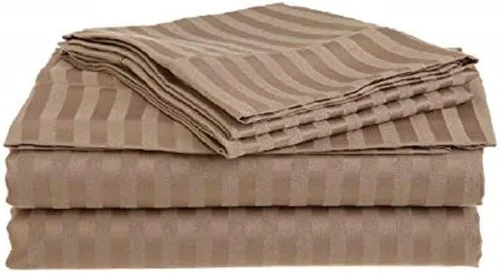 Miniatura 4 de Real juego de 3 sábanas bajeras y 2 fundas de almohada de algodón natural peinado de fibra larga, tejido de satén suave y sedoso, tamaño individual