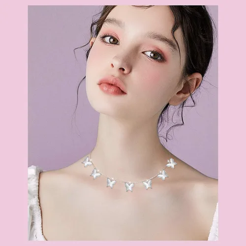 Miniatura 2 de Gargantilla ajustable de plata de ley S925 con colgante, joyería para mujeres y niñas.