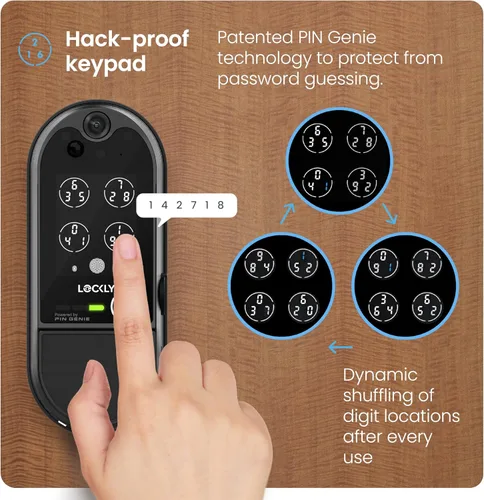 Miniatura 3 de Lockly Vision Elite - Cerradura inteligente de video con cámara, cerrojo inteligente Wi-Fi para puerta delantera, teclado PIN Genie®, cerradura
