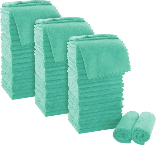Miniatura 15 de MOONQUEEN Juego de Toallitas Ultra Suaves Premium - 12 x 12 pulgadas - Paquete de 72 - Secado Rápido - Paños de Baño de Terciopelo Coral Altamente