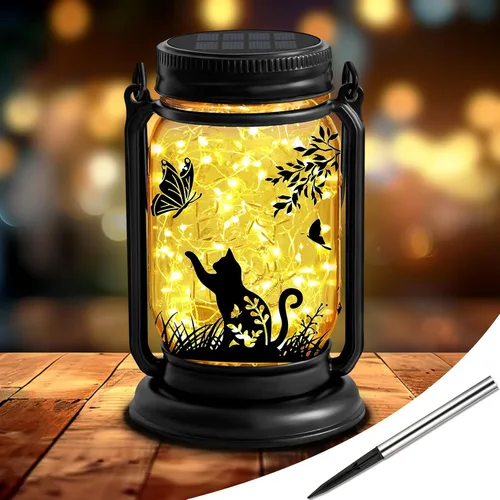 Miniatura 11 de Paquete de 2 faroles solares para perros 3 en 1 impermeables para exteriores, regalos de cumpleaños para amantes de los perros, mujeres, mamá