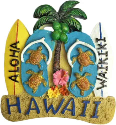 Hawaii USA America Imán del refrigerador 3D Beach Slipper Travel Sticker Souvenirs Collection, decoración del hogar y de la cocina, imán del