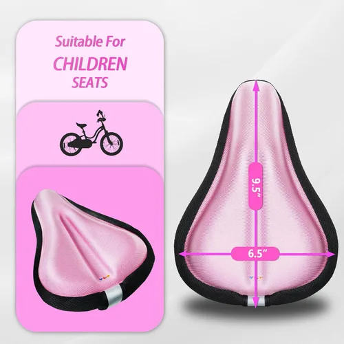 Miniatura 2 de YLG Cojín de asiento de bicicleta para niñas, funda de asiento de bicicleta acolchada de gel para niños, transpirable y extra suave, espuma