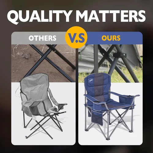 Miniatura 7 de Silla de camping plegable de gran tamaño para adultos, soporta 500 libras, tela transpirable, soporte para tazas aislado, enfriador de 8 latas
