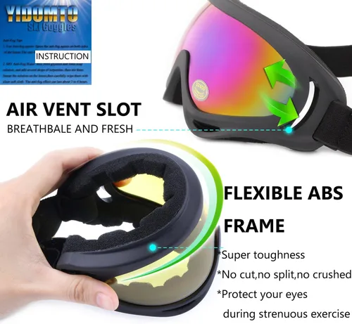 Miniatura 3 de Gafas de esquí, paquete de 3 gafas de nieve para hombres, mujeres, niños y jóvenes, protección UV400 para esquí y snowboard Multicolor/Amarillo/Tawny