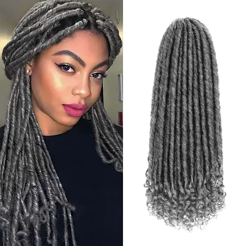 Miniatura 16 de 6 paquetes de cabello de ganchillo Goddess Locs, locs falsos rectos de 12 pulgadas para ganchillo, extensiones de cabello sintético suave rizado