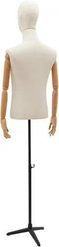 Miniatura 7 de Maniquí de medio cuerpo masculino con brazo, cuerpo de maniquí de forma de vestido, cuerpo de maniquí de 53 a 76 pulgadas, altura ajustable, maniquí