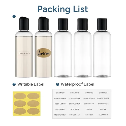 Miniatura 7 de Botella de viaje de 3.4oz con tapa abatible con tapa superior de disco, Claro Transparente