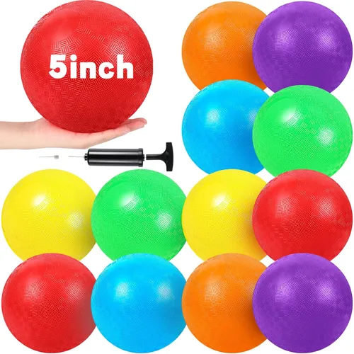 Hiboom Bolas de patio de juegos de 5 pulgadas, bolas inflables para patio de juegos al aire libre con 1 bomba de mano para adultos, yoga, ejercicio,