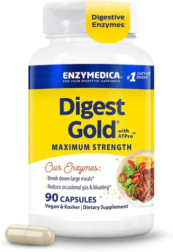 Miniatura 14 de Enzymedica - Digest Gold + ATPro - Enzimas de máxima potencia para la salud digestiva, descompone carbohidratos, grasas, fibra y proteínas