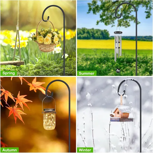 Miniatura 4 de FEED GARDEN Ganchos de pastor pequeños ajustables de 48 pulgadas para exteriores, gancho de jardín para linternas, ganchos de pastor para plantas