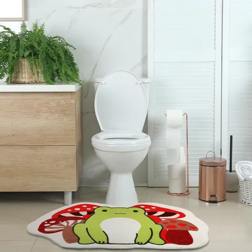 Miniatura 4 de Timgle Tapete de baño con diseño de rana, 23.6 x 16 pulgadas, antideslizante, absorbente, suave, lavable, grueso, lavable a máquina, tapete de hongo