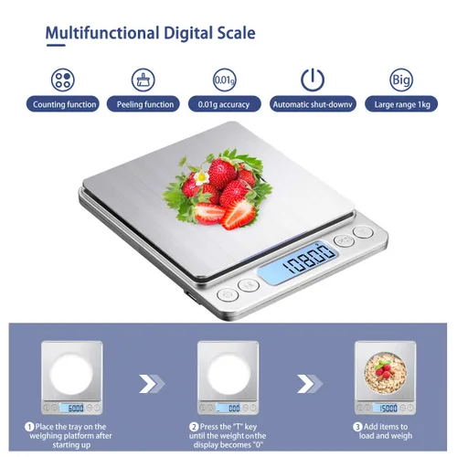 Miniatura 4 de Báscula de cocina pequeña de gran alcance, carga USB, mini báscula electrónica de alimentos, báscula de cocina de alta precisión, báscula