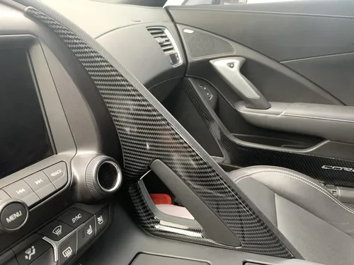Miniatura 5 de Para C7 Corvette Fibra de Carbono Control Central Reposabrazos Cubierta Accesorios para 2014-2019 Chevrolet Corvette C7