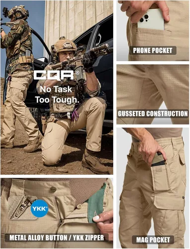 Miniatura 7 de CQR - Pantalones tácticos tipo cargo para hombre, tejido ripstop, resistentes al agua, ligeros, para uso diario, trabajo, senderismo o exteriores