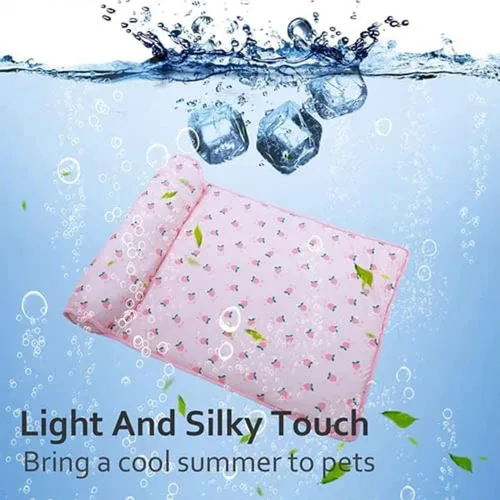 FETNHU Tapete refrescante de seda de hielo para perros y gatos, cama refrescante para gatos y perros con almohada, bonita cama refrescante para
