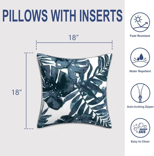 Miniatura 144 de Juego de 2 almohadas para exteriores de 16 x 16 pulgadas, repelentes al agua con interiores, para muebles de patio, hogar, jardín, geometría bohemia