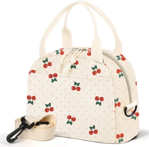 Miniatura 20 de WOBAGMEN Lonchera para Mujer, Bolsa de Almuerzo Linda de Cordura Aislada con Correa para Mujeres Adultas para Trabajo y Picnic (beige)