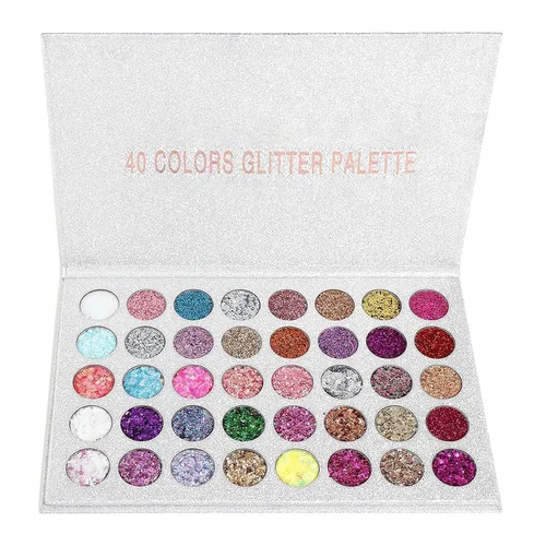 Juego de gel con purpurina de 40 colores, no necesita pegamento para el cabello, cara, cuerpo, purpurina para Halloween, carnaval, cosplay, paleta