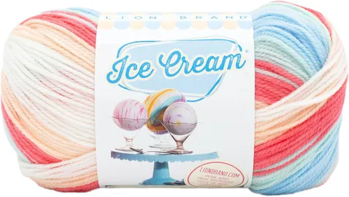 Miniatura 14 de Lion Brand Yarn, Hilo para Bebé Ice Cream para tejer, ganchillo y manualidades, Baseball Nut, 1 paquete, fibra acrílica colorida de peso DK