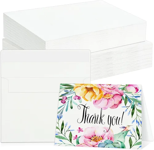 Miniatura 8 de 60 juegos de tarjetas de acuarela con sobres, tarjetas de papel de acuarela de 140 lb/300 GSM, postales plegables de acuarela en blanco de 4 x 6