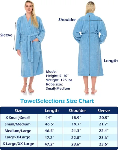 Miniatura 6 de TowelSelections Bata de baño tipo kimono de tela de rizo 100% algodón para mujer