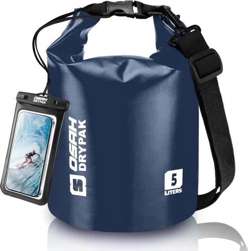 Miniatura 55 de Bolsa seca impermeable, 5L/10L/20L/30L/40L Mochila de almacenamiento ligera con funda para teléfono para mujeres y hombres, saco impermeable Gris