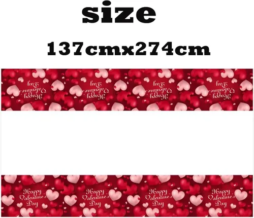 Miniatura 2 de Atvscay Mantel de San Valentín con diseño de corazón rojo intenso, impermeable, de plástico, rectangular, desechable, para el día de San Valentín