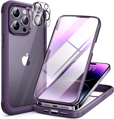 Miniatura 109 de Miracase Funda para iPhone 13 de 6.1 pulgadas, [sin burbujas] funda de teléfono de cuerpo completo con pantalla de vidrio completa integrada, sin