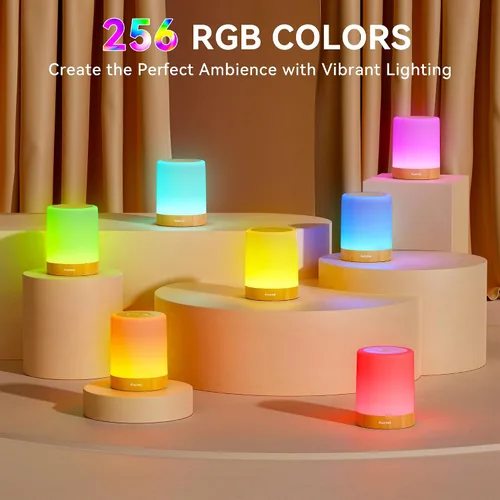 Miniatura 2 de Auxmir Luz nocturna para niños y bebés, lámpara táctil regulable para guardería, 11 colores RGB, 5 brillo, lámpara de mesa recargable portátil