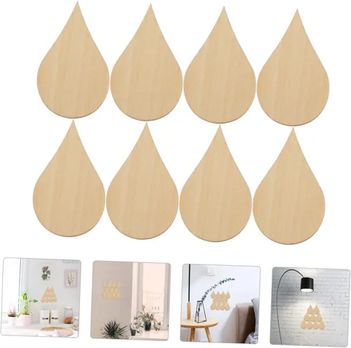 Miniatura 5 de EXCEART Adorno de gota de agua de 1.969 in, piezas de madera para manualidades, 20 piezas para decoración de bricolaje, accesorios de fotos