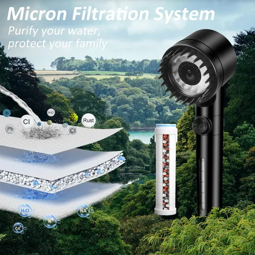 Miniatura 7 de Cabezales de ducha Luxsego de alta presión con rociador de mano, cabezal de ducha filtrado que suaviza el agua dura con masajeador de cuero
