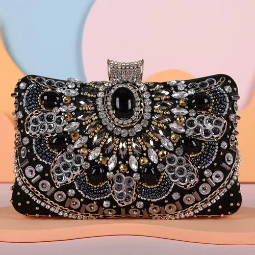 Miniatura 3 de Fawziya Evening Purse Crystal Beaded Pearl Big Clutch Bags For Women Clutches