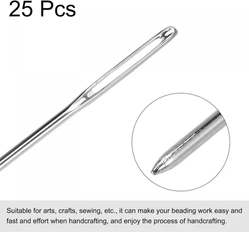 Miniatura 3 de uxcell Agujas de coser rectas largas bordadas agujas de rebordear acero inoxidable 1.89 pulgadas 25pcs