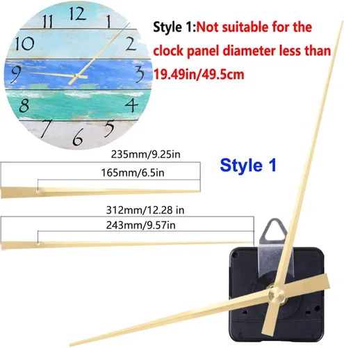 Miniatura 3 de Mecanismo de movimiento de reloj de pared de cuarzo con mango largo de alto par de torsión con pala de 12 pulgadas de largo, funciona