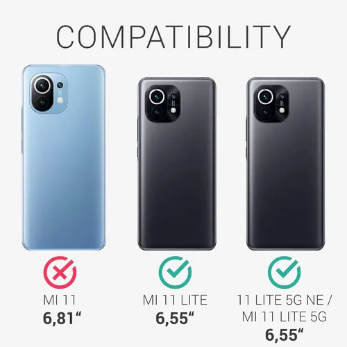 Miniatura 6 de kwmobile Funda compatible con Xiaomi 11 Lite (5G) NE/Mi 11 Lite (5G) - Funda de silicona TPU con acabado suave - Gris Verde