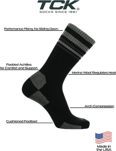 Miniatura 15 de TCK Calcetines de lana merino para hombres y mujeres para senderismo, caza, ciclismo de montaña, longitud de la tripulación para botas