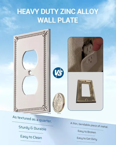 Miniatura 4 de DEWENWILS Sunken Pearls - Placa decorativa de pared para interruptor, cubierta para tomacorrientes, receptáculo de duplex simple