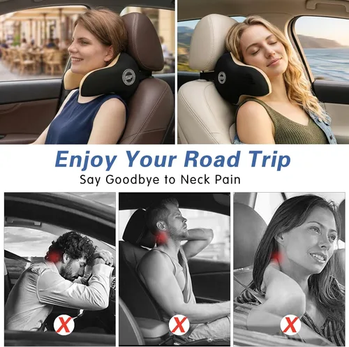 Miniatura 4 de Almohada realmente útil para reposacabezas de coche, almohada para el cuello del coche para dormir con correa ajustable, 100% espuma viscoelástica