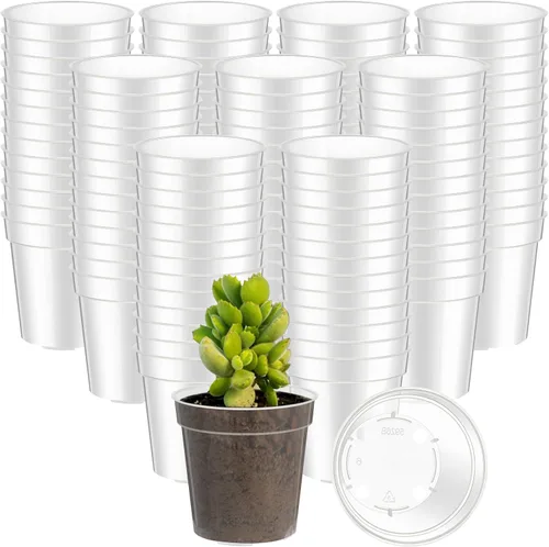 Miniatura 12 de Yaomiao 200 Piezas Macetas de Plástico Negras Mini de 2 Pulgadas para Plantas de Vivero, Macetas de Semillero Iniciador de Semillas con Agujeros